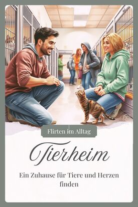 Zwei Tierliebhaber im Gespräch über die Auswahl ihrer zukünftigen Katze im Tierheim