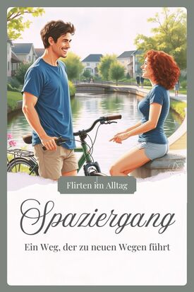 Entspannte Flirtsituation in einer Wohngegend während eines Spaziergangs