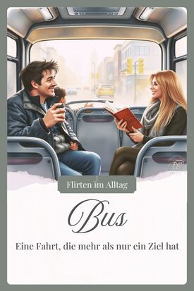 Zwei Menschen unterhalten sich flirtend im öffentlichen Bus während des Arbeitswegs