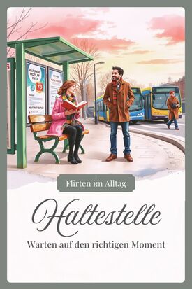 Flirtsituation an einer Haltestelle zwischen zwei wartenden Personen